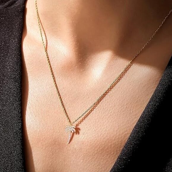 Neiman Marcus 14k Gold Plated Palm Tree Necklace - Picture 2 of 4